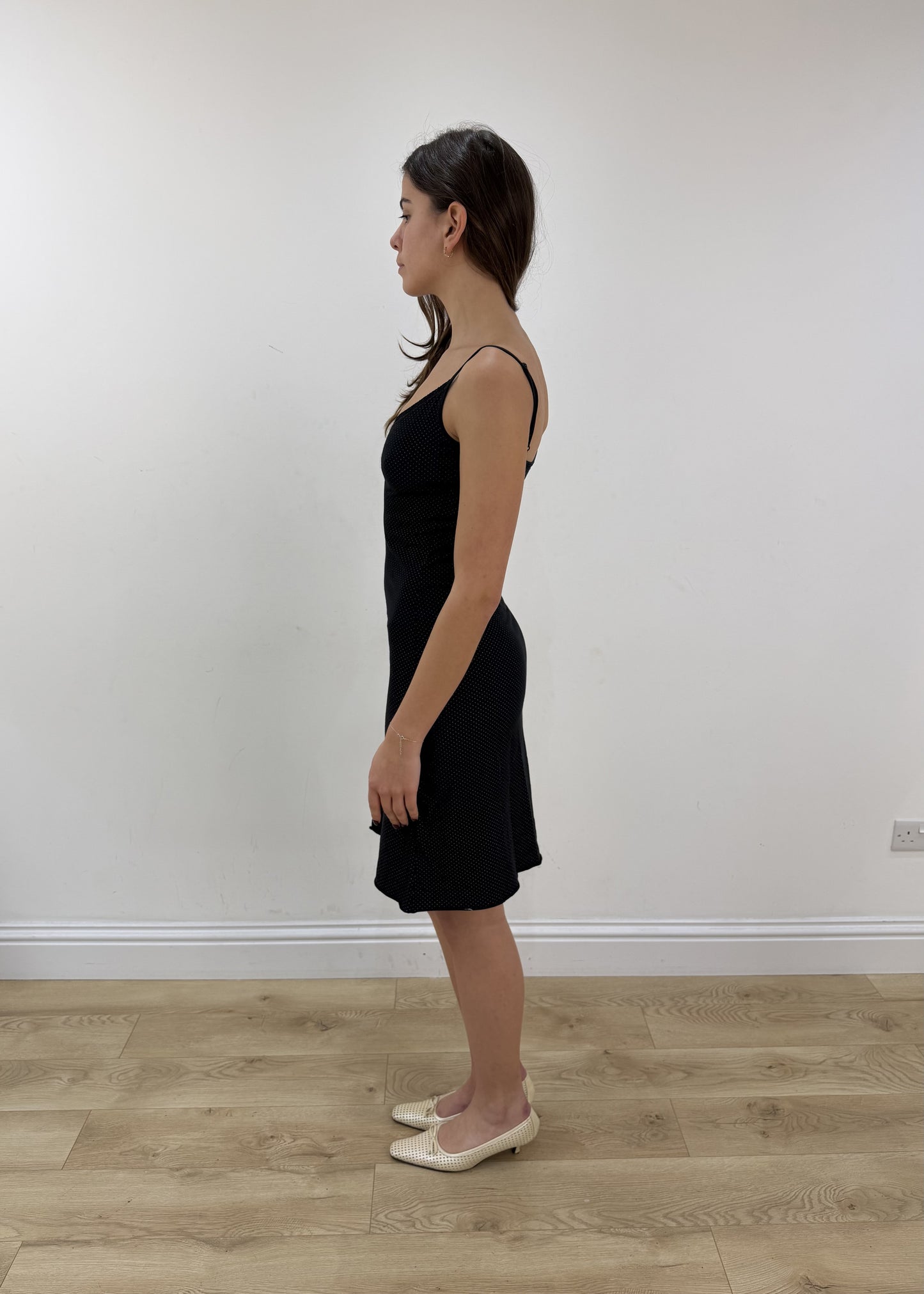 small/medium black and pink polka dot midi dress view 4