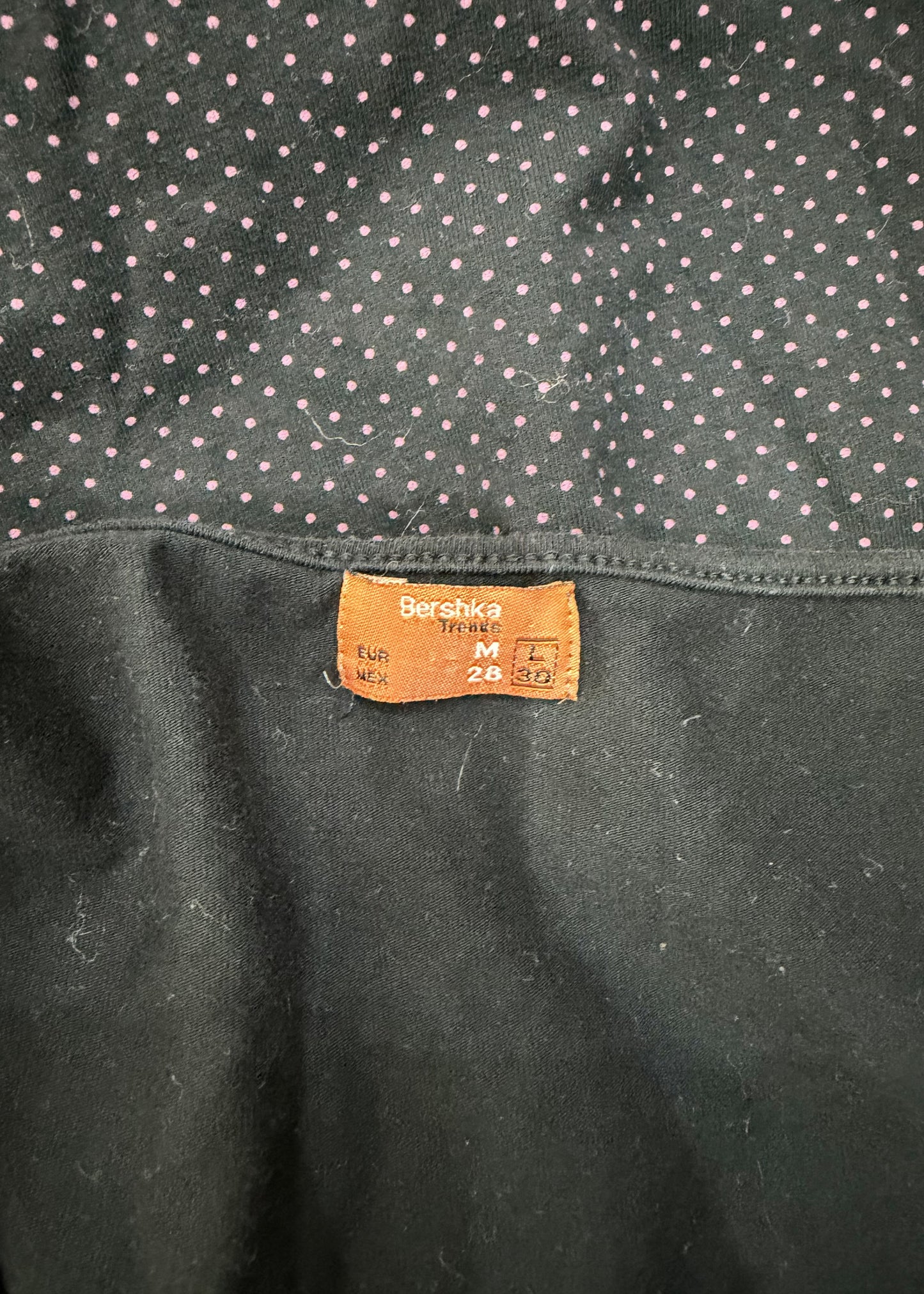 small/medium black and pink polka dot midi dress label