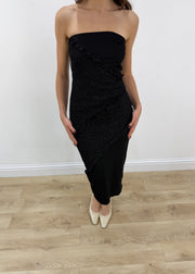 small black glittery bandeau maxi dress view 2