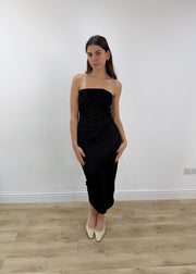 small black glittery bandeau maxi dress view 3