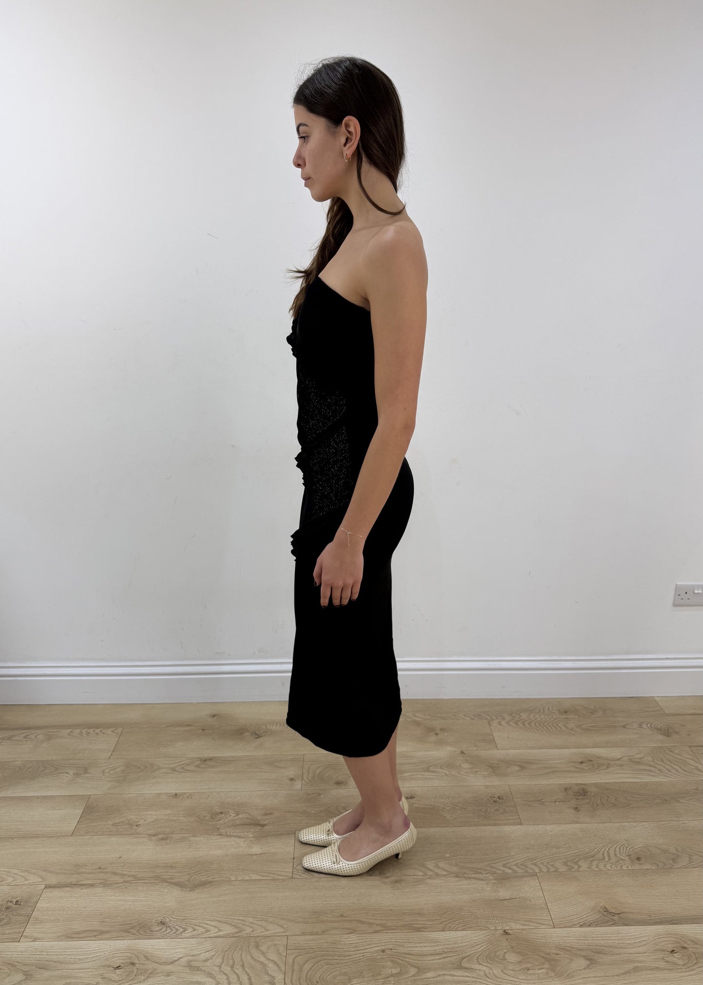 small black glittery bandeau maxi dress view 4
