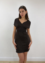 small brown glittery mini dress view 1