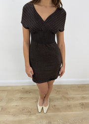 small brown glittery mini dress view 2