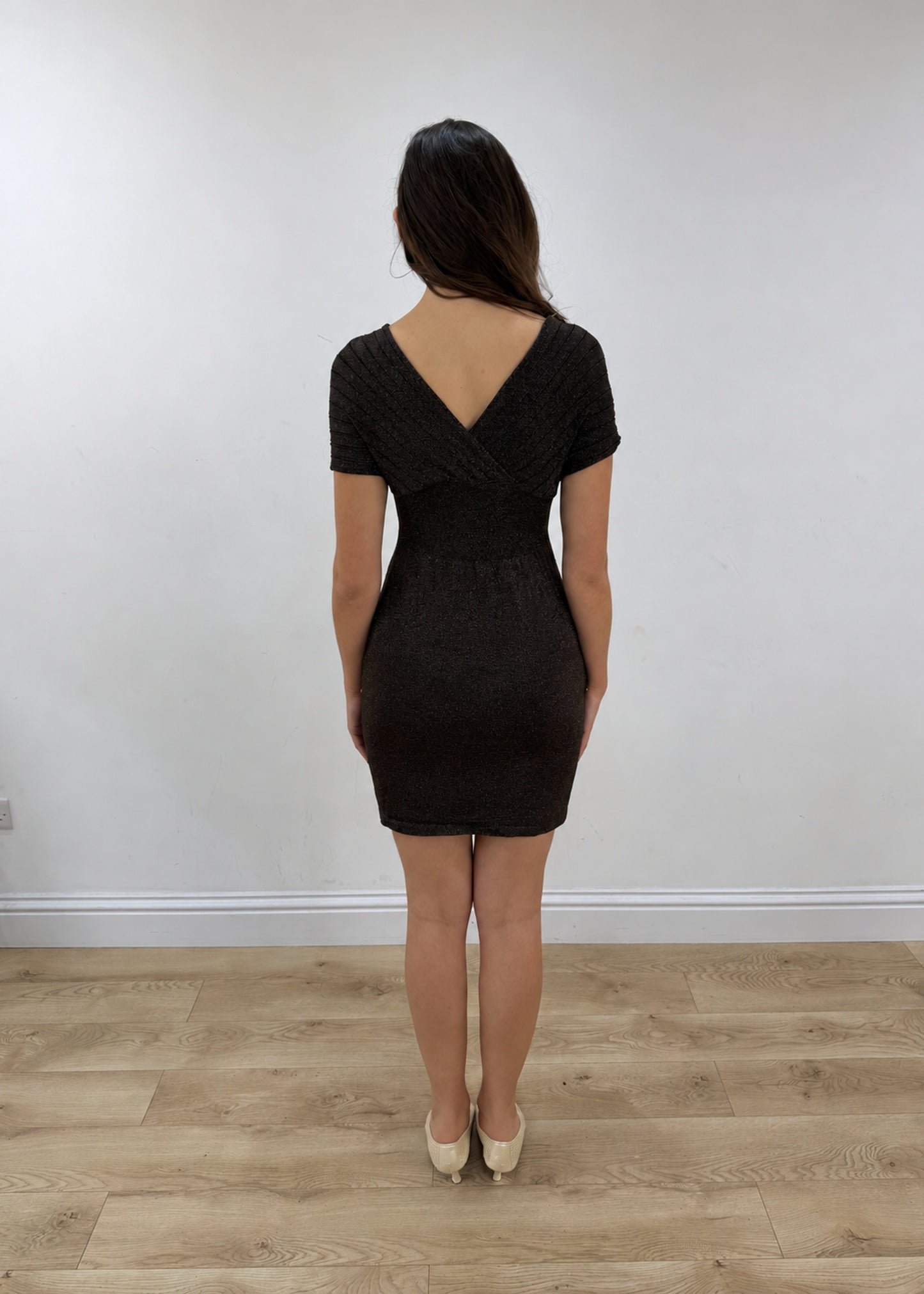 small brown glittery mini dress view 5