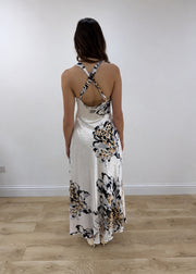small white satin style floral maxi dress view 5