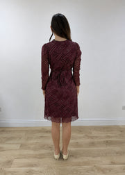 medium burgundy patterned midi dress view 5