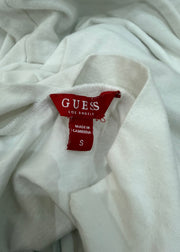 small white guess zip up long sleeve top