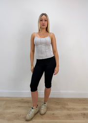 small white and blue polo u.s cami top