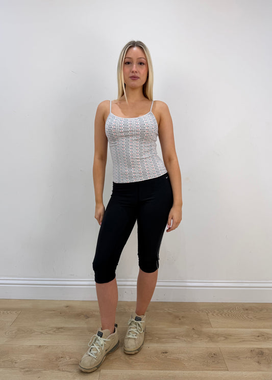 small white and blue polo u.s cami top