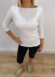 small white tommy hilfiger 3/4 sleeve top