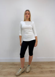 small white tommy hilfiger 3/4 sleeve top