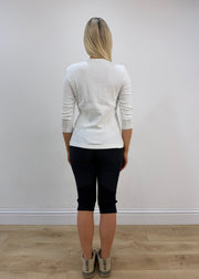 small white tommy hilfiger 3/4 sleeve top