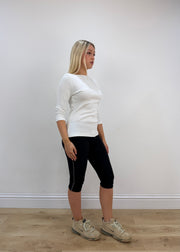 small white tommy hilfiger 3/4 sleeve top