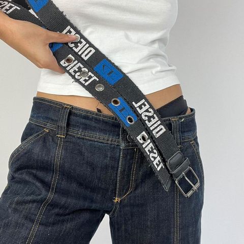diesel style belt- black, blue and white