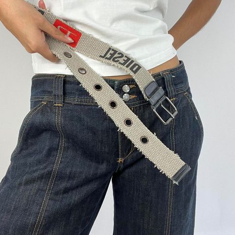 diesel style belt - light grey, red and black