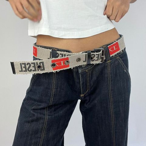 diesel style belt - light grey, red and black