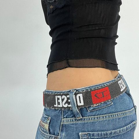 diesel style belt - black, red and white