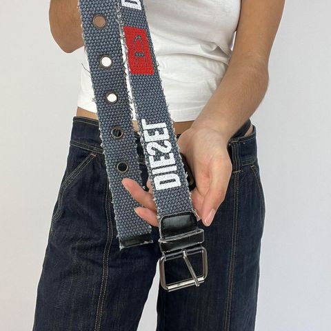 🎁💻 #4 diesel canvas belt - dark grey, red and white