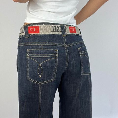 diesel style belt - light grey, red and black