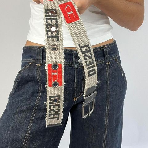 diesel style belt - light grey, red and black
