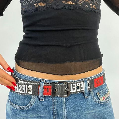 diesel style belt - black, red and white