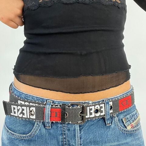 diesel style belt - black, red and white