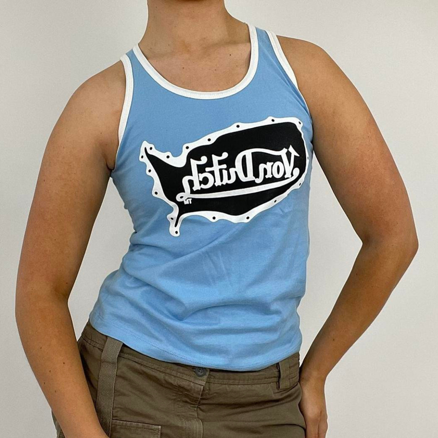 ‼️💻 von dutch blue graphic vest top