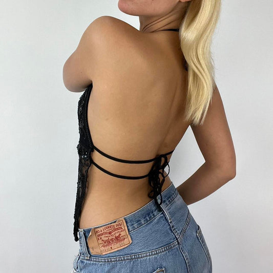 ⭐️ black sequin backless top festival top