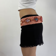 🐚 orange and white beaded belt