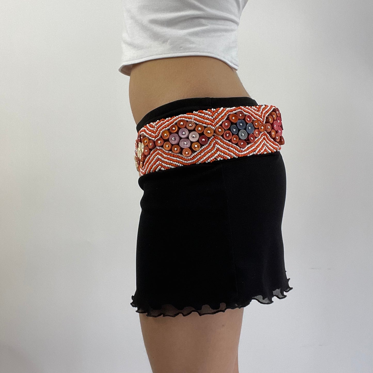 🐚 orange and white beaded belt