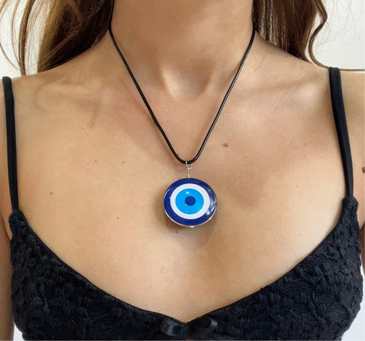🎁 azul e branco terceiro olho durante a necklace