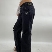💻‼️ black cargo trousers with buckles