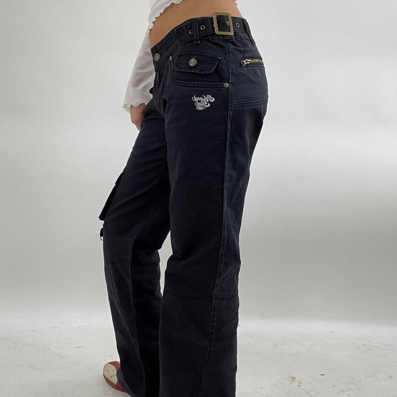 💻‼️ black cargo trousers with buckles