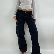 💻‼️ black cargo trousers with buckles