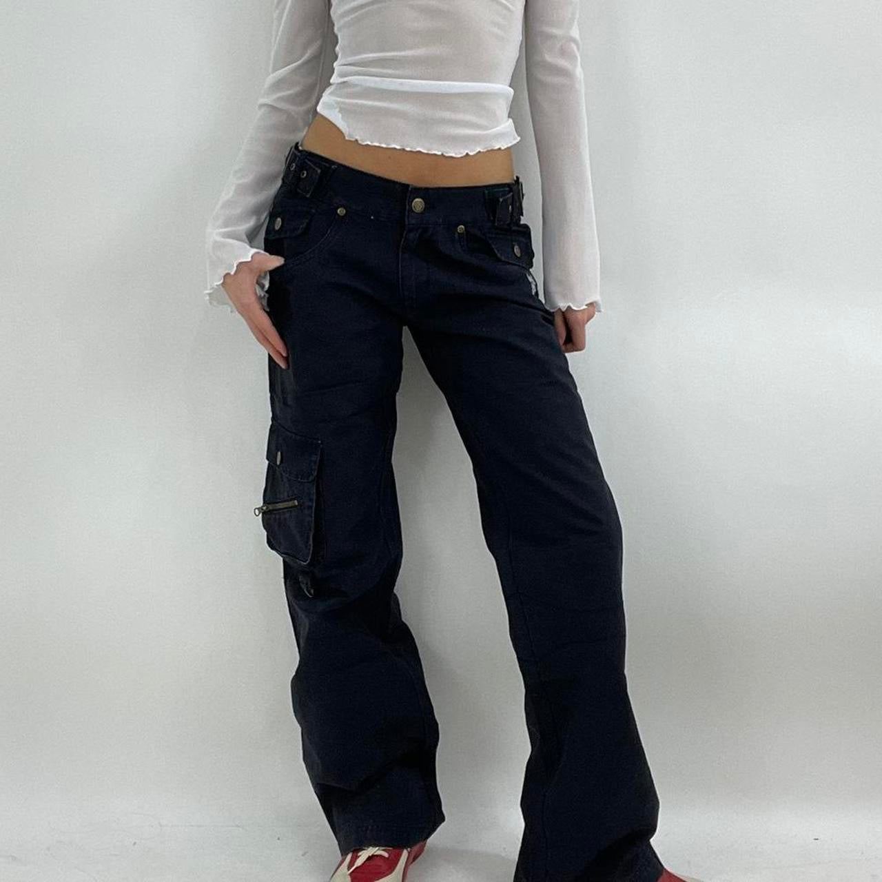 💻‼️ black cargo trousers with buckles