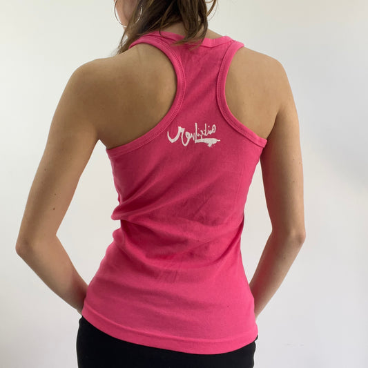 💻‼️ pink quiksilver vest with graphic white spell out