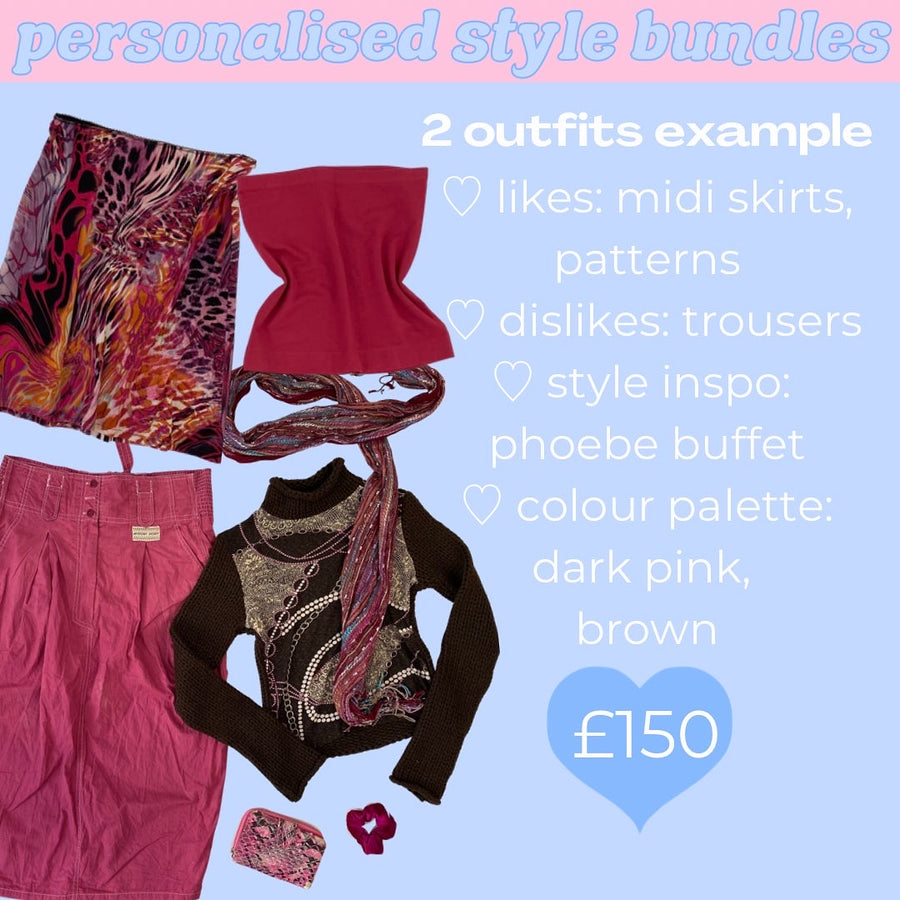 article: lot de stylisme · détails: personnalisé + £150