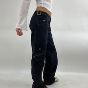 💻‼️ black cargo trousers with buckles