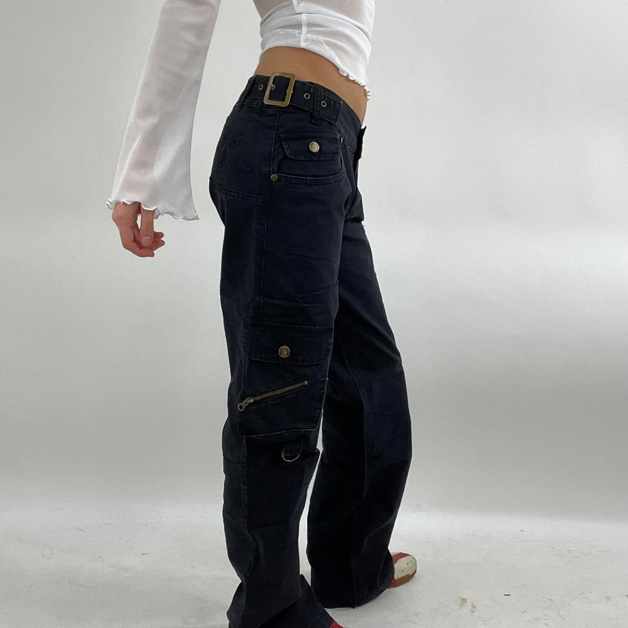 💻‼️ black cargo trousers with buckles