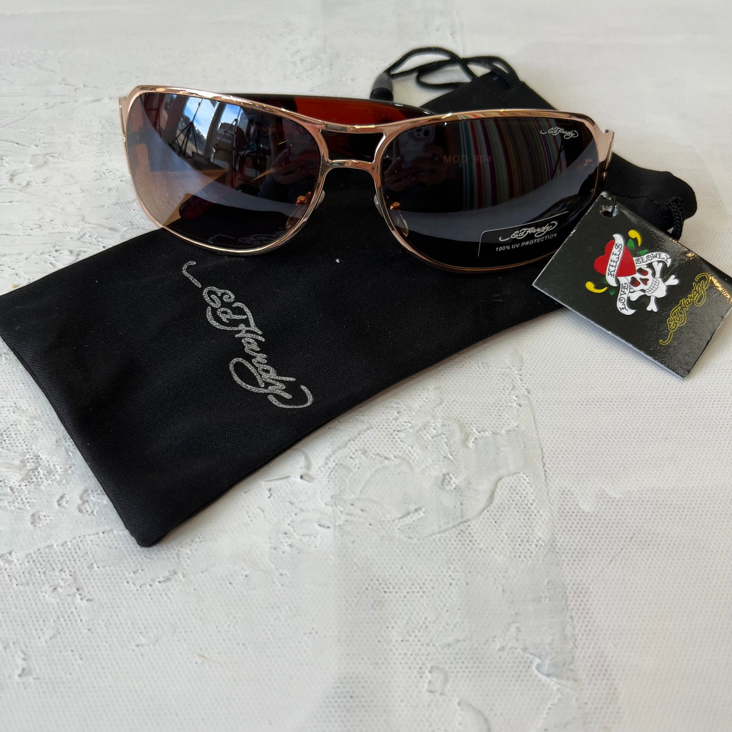 metallic gold ed hardy sunglasses