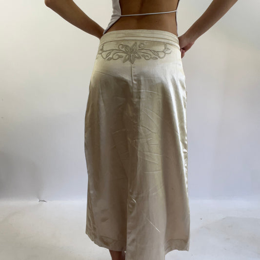 💻‼️ #06 silky cream midi skirt drawstring waist