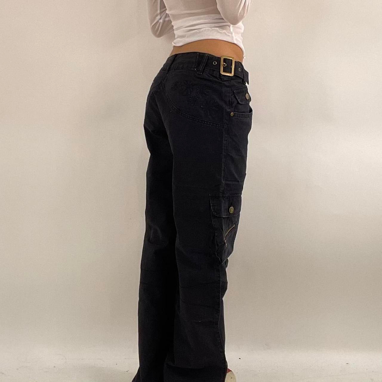 💻‼️ black cargo trousers with buckles