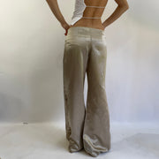 💻‼️#01 champagne gold satiny trousers with flower detailing
